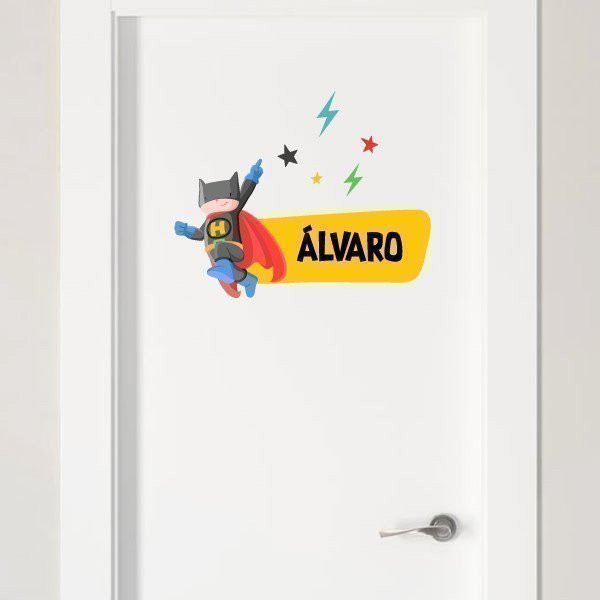 Superheroi batboy - Nom per a portes. Adhesius decoratius personalitzats amb nom