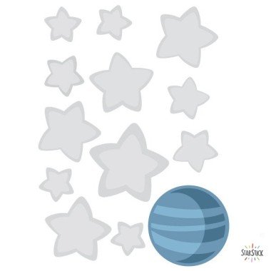 Extra Pack - Estrellas Pequeño príncipe Mini Packs Extrapack de 12 estrellas de entre 3 y 8 cm de ancho y un planeta 8x8 cm
Tamaño de la lámina: 25x25 cm vinilos infantiles y bebé Starstick