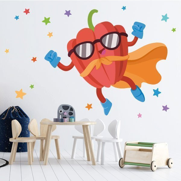 Súper pebrot - Vinils decoratius. Murals per decorar menjadors escolars