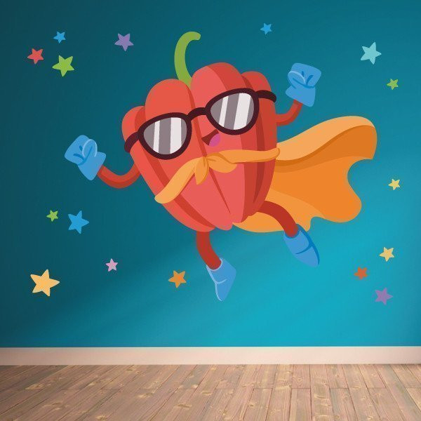 Súper pebrot - Vinils decoratius. Murals per decorar menjadors escolars