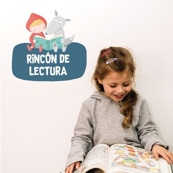 Affiche signalétique pour les écoles - Lecture du Petit Chaperon Rouge et du Loup