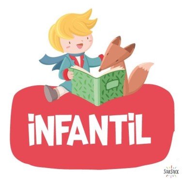 Petit prince et renard lisant - Affiche de signalisation. Vinyle pour enfants