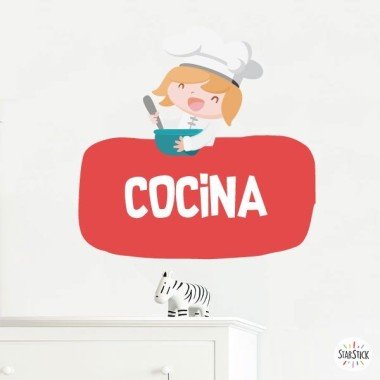 Cuisinier - Affiche de signalisation. Vinyle pour enfants