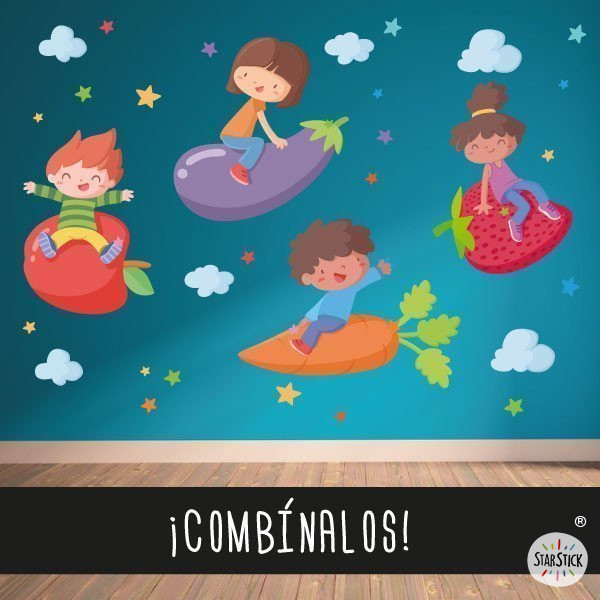 Nena amb albergínia - Decoració per a menjadors escolars