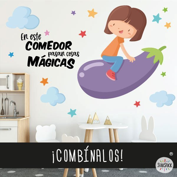 Nena amb albergínia - Decoració per a menjadors escolars
