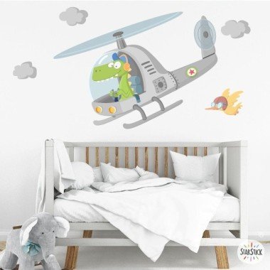 Vinils infantils - Helicòpter amb cocodril - Vinils per a nens i nenes