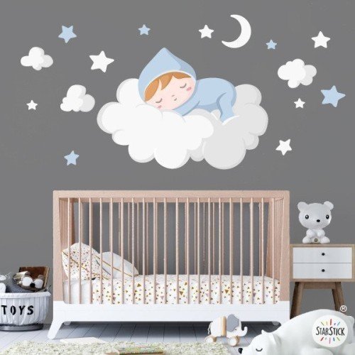 Bebé durmiendo en la nube blanca - Vinilos para bebé