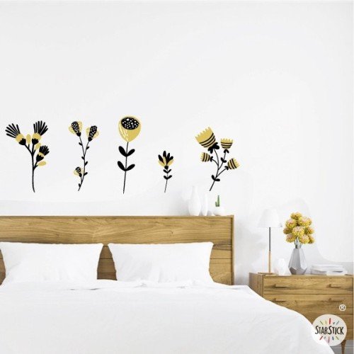 Vinil capçal de llit - Flors amb tija