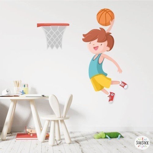 Niño jugando a baloncesto - Vinilos decorativos infantiles