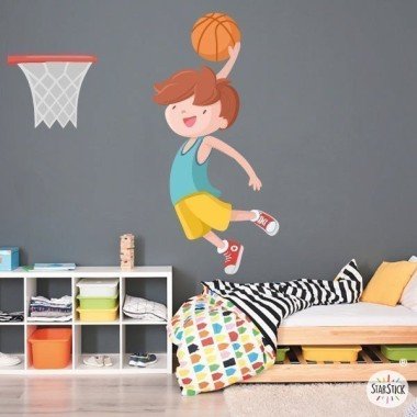 Boy playing basketball -...