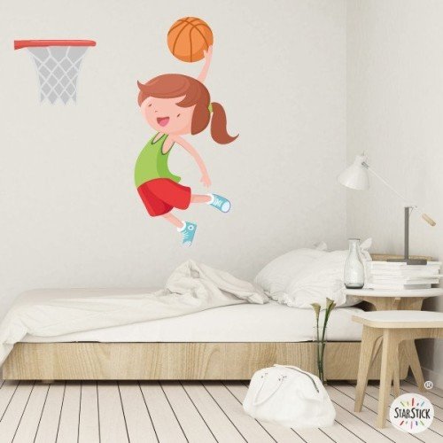 Niña jugando a baloncesto - Vinilos decorativos infantiles