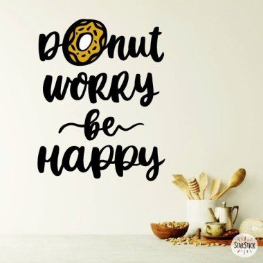 Donut worry. Be happy - Vinils decoratius cuina