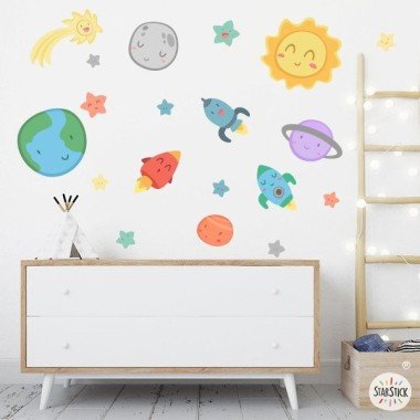 Sticker mural bébé Espace enfants - Système solaire