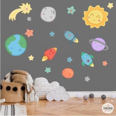 Vinilo para bebé - Espacio infantil - Sistema solar