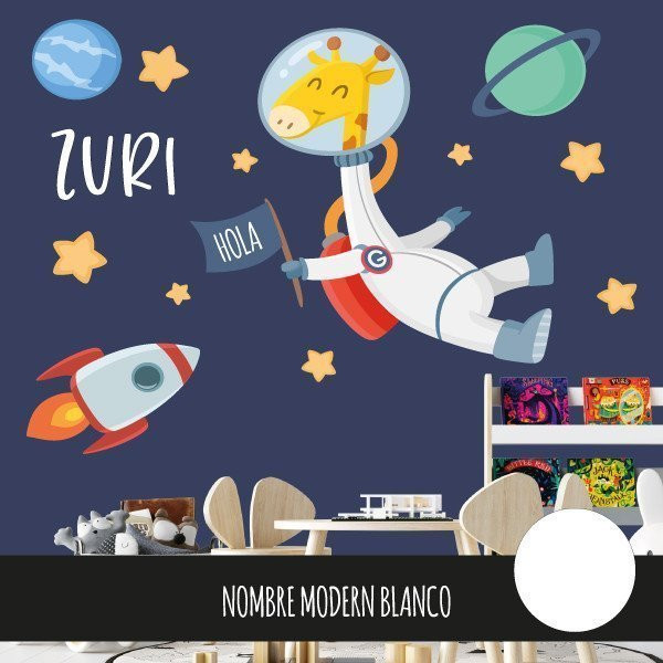 Vinil per a nadó - Girafa astronauta - Decoració infantil original