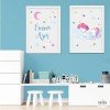 Quadres decoratius per a nenes - Unicorn somiant entre els núvols