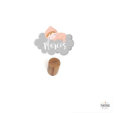 Personalized children's hanger - Baby sleeping on the cloud