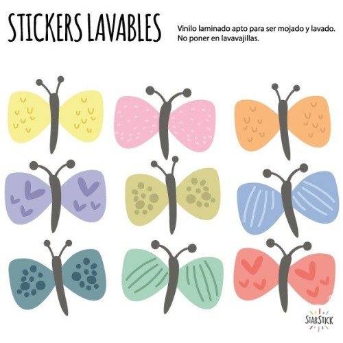 Papillons colorés - Vinyles multi-usages lavables