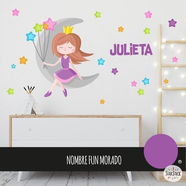 Princess on the moon - Children's wall stickers for girls - Princess rooms