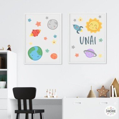 Pack de 2 làmines decoratives - Espai infantil - Sistema solar