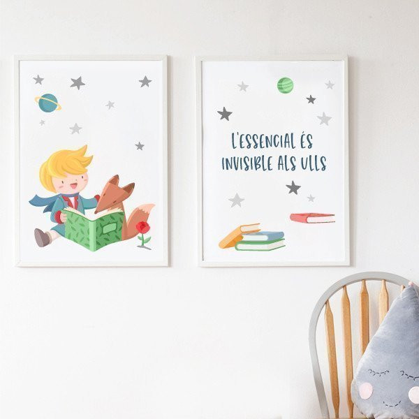 Pack de 2 làmines decoratives - Petit príncep llegint