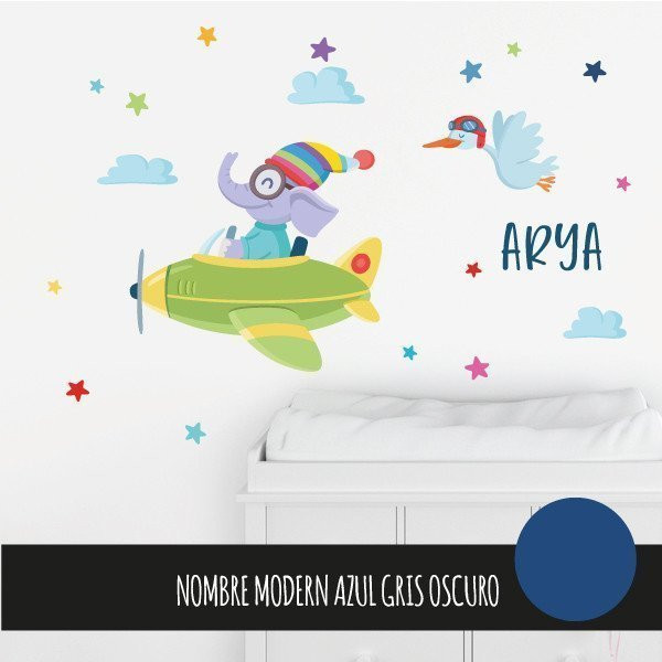 Children's wall stickers - Airplane with elephant - Stickers for boys and girls