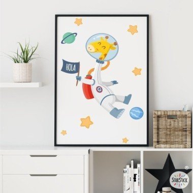Children's wall art print - Giraffe astronaut