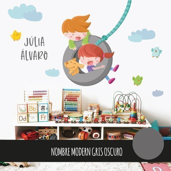 Children's vinyl- Boy and girl on the swing