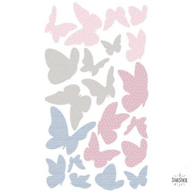 Colored butterflies - Pink gray - Decorative vinyl
