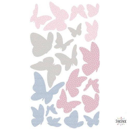 Papillons colorés - Rose grise - Vinyles décoratifs