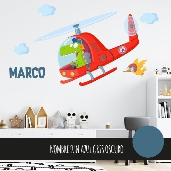 vinilos infantiles personalizados con nombre decorando la pared de una habitación infantil