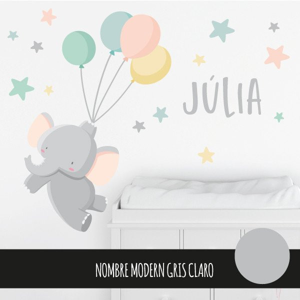 Vinilo decorativo personalizado estilo Modern con nombre para pared de habitación infantil, bebé o juvenil.