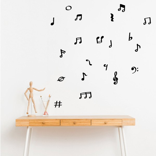 Vinilo con Notas y símbolos musicales - 3 colores a elegir