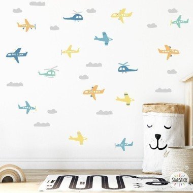 15 Planes and helicopters - Children's wall decals