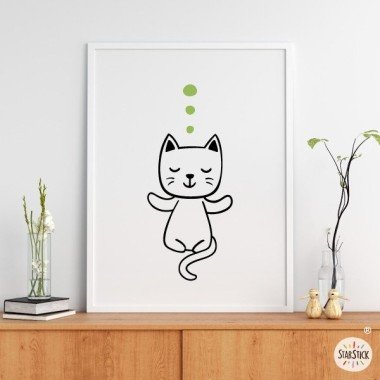 Cat doing yoga - Wall art print