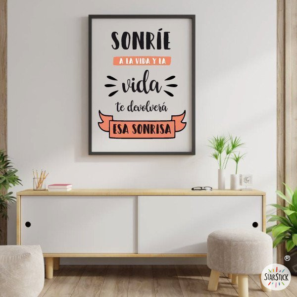 Choisissez la langue! - Souriez à la vie et la vie vous sourira en retour - Impression d'art mural décoratif