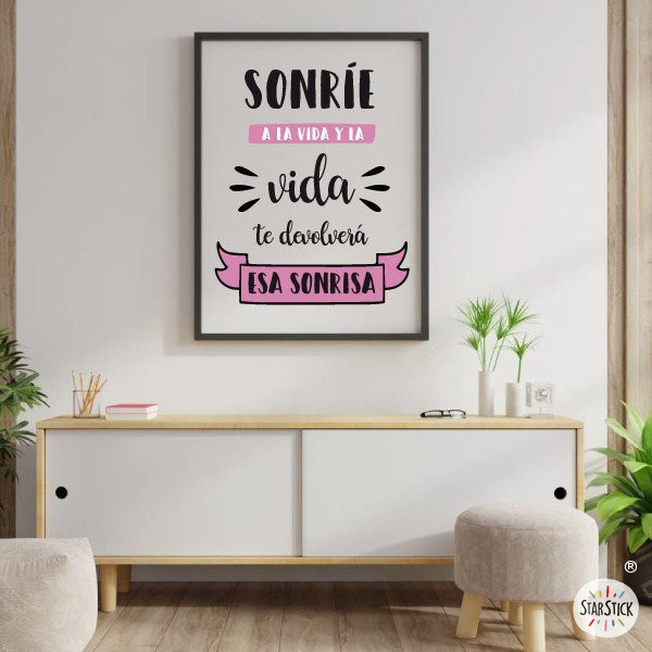 Choose language! - Smile at life and life will smile back at you - Decorative wall art print