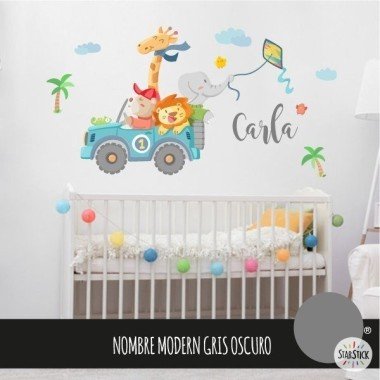 Children's wall decals baby boy - All terrain with children's animals - Decoration for baby Baby wall decals Approximate measurements of the mounted children's vinyl (width x height)
Basic: 74x40cm Small: 110x65cm Medium: 160x85cm Large: 240x120cm Giant: 285x150cm

ADD A NAME TO THE VINYL FROM €9.99
 vinilos infantiles y bebé Starstick
