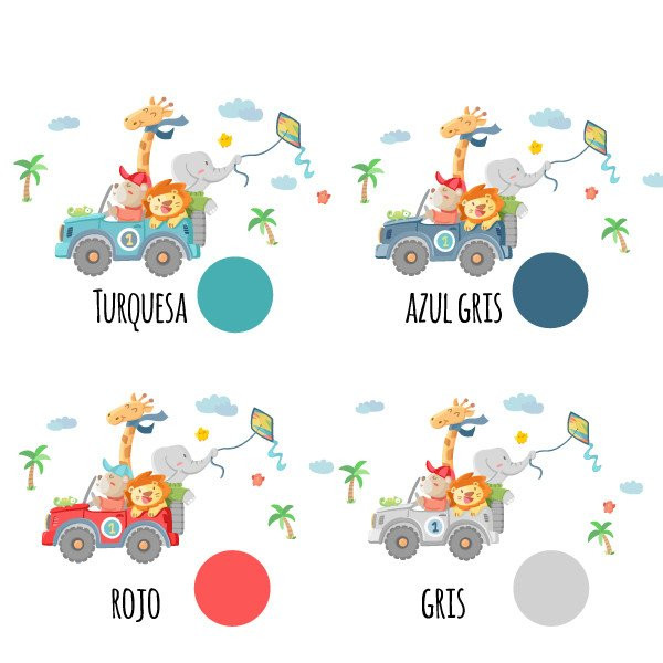 Sticker muraux enfants - Tout terrain avec animaux