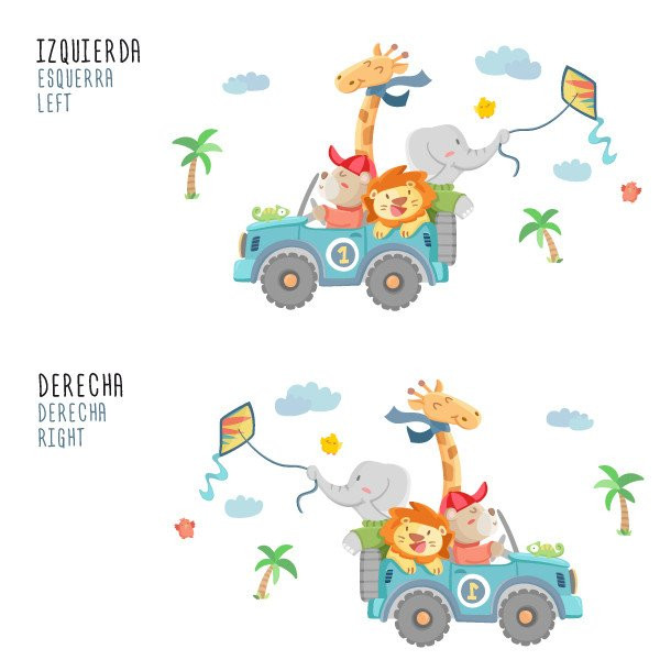 Sticker muraux enfants - Tout terrain avec animaux