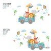 Sticker muraux enfants - Tout terrain avec animaux
