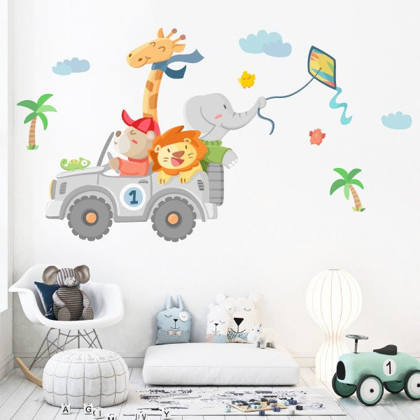 Sticker muraux enfants - Tout terrain avec animaux