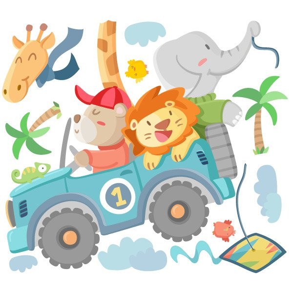 Sticker muraux enfants - Tout terrain avec animaux
