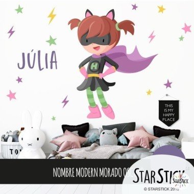 Vinilo niña Superheroína con capa - Vinilo infantil niñas valientes Vinilos Niña Medidas aproximadas del vinilo montado (ancho x alto)
Básico: 60x50 cm
Pequeño: 100x75 cm
Mediano: 150x90 cm
Grande: 200x130 cm
Gigante: 250x200 cm

AÑADE UN NOMBRE AL VINILO DESDE 9,99€ 
  vinilos infantiles y bebé Starstick