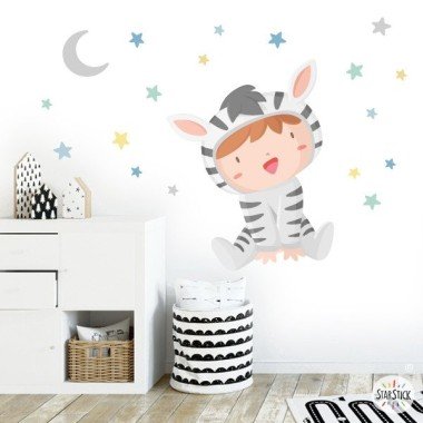 Children's wall stickers - Baby dressed as a zebra