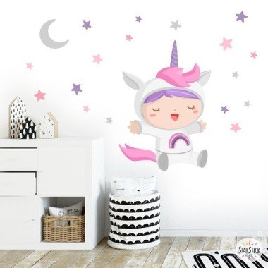 Children's wall stickers - Baby dressed as a unicorn