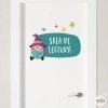 Little witch reading - Sticker with name for doors