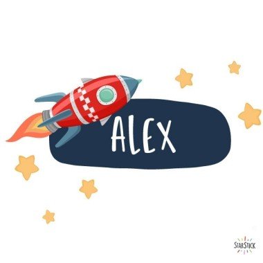 Personalized vinyl with name - Rocket in space
