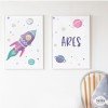 Pack de 2 làmines decoratives - Coet lila a l'espai