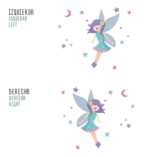 Children's vinyl girl Magic Fairy - Turquoise - Wall deco girls